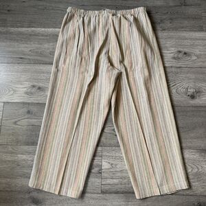 Vintage Sag‎ Harbor Sport Women’s Striped Linen Blend Drawstring Pants - Large